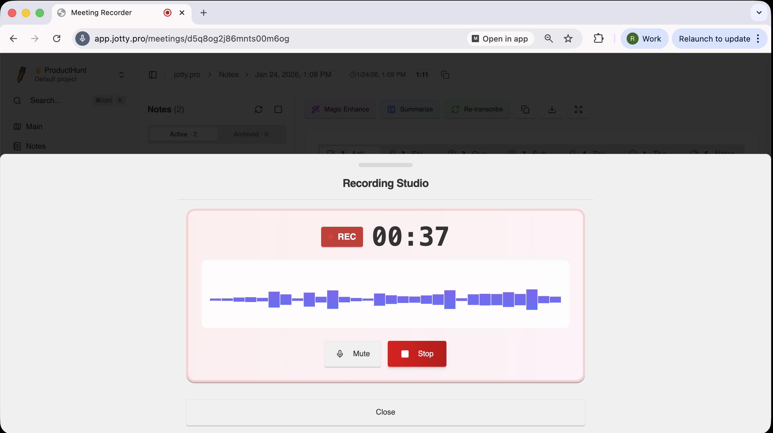Recording interface